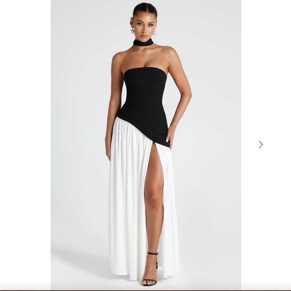 Black and White Strapless Gown for Weddings
